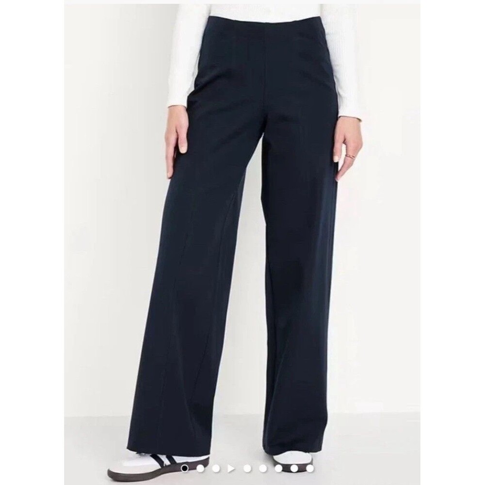 NEW Old Navy Black Pants HIGH RISE PIXIE WIDE LEG Comfort Waist Pockets L Petite